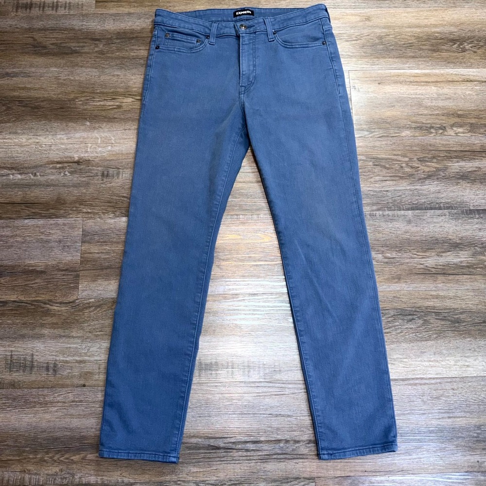 Express Hyper Stretch Slim Straight Fit Jeans Men W32 x L32 Blue Minimalist